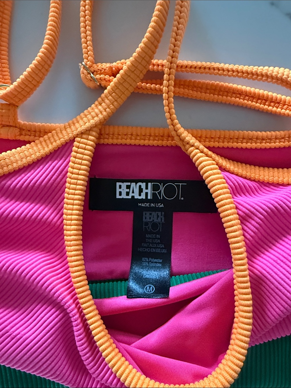 Beach Riot Neon Pink, Green & Yellow Colorblock Bikini Set - Picture 7 of 11